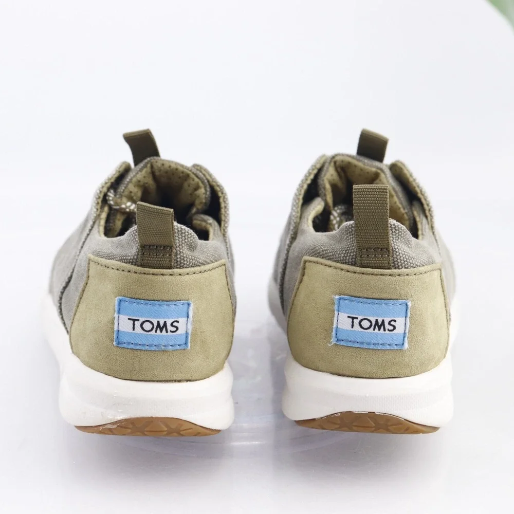 Toms Womens Del Rey Sneaker Size 9 Olive Green Canvas Lace Up Comfort Shoe Sport